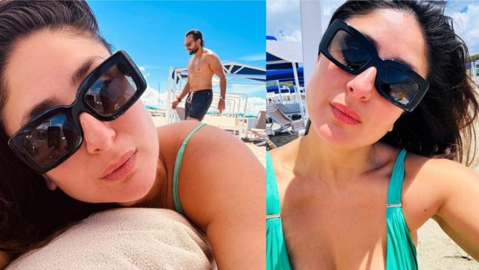 Kareena Kapoor gave amazing poses on the sand in a monokini, secretly clicked a photo of Saif Ali Khan in this condition