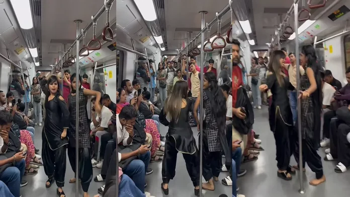 Metro Dance Video: Young men seen dancing in black suits, making videos of girls dancing