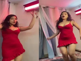 Latest Hot Video Full HD : Desi girl in red dress stunned people.. spread her beauty in bedroom, watch this sexy video