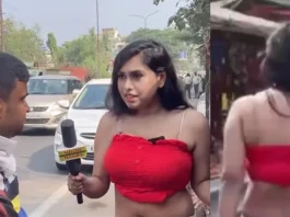 Viral Video : Reporter went out to report in bra and panty! People were embarrassed, video is going viral