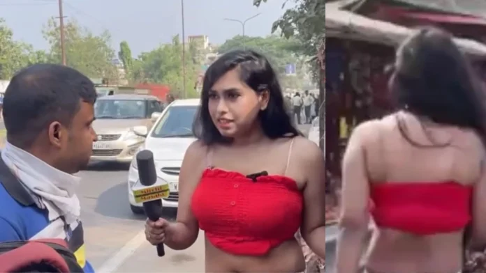 Viral Video : Reporter went out to report in bra and panty! People were embarrassed, video is going viral