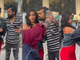 Poonam Pandey Viral Video : 'This is Udit Narayan's aunt's son', Poonam Pandey forcibly kissed; Fan's video goes viral